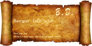 Berger Dávid névjegykártya