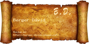 Berger Dávid névjegykártya